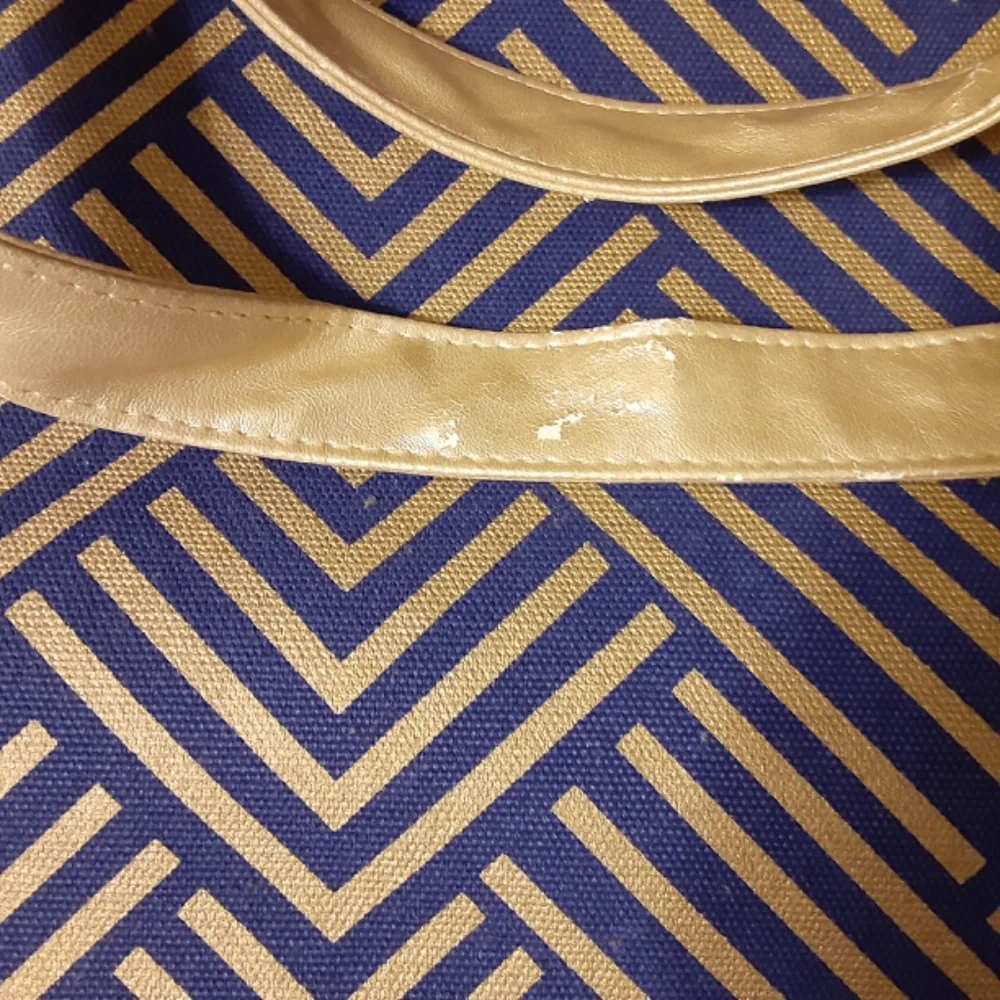 Kirkland's Metallic Gold & Blue Geometric Pattern Tote Bag